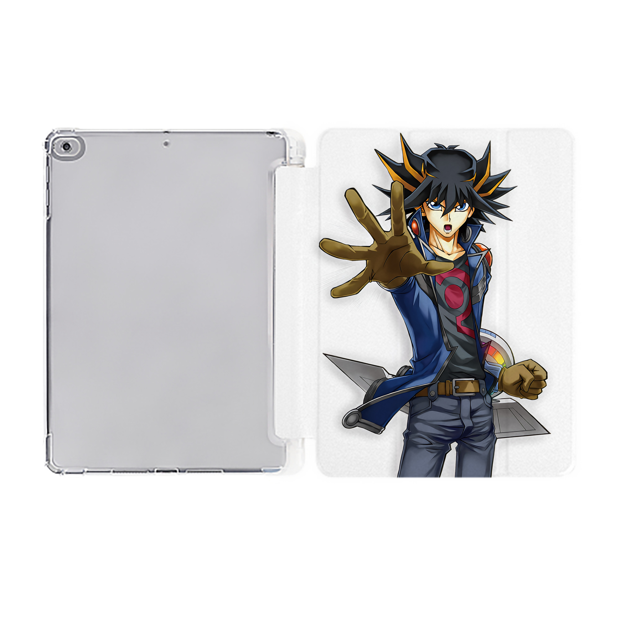 （画像用） 遊☆戯☆王 Yu-Gi-Oh! IPad ケース ペン収納付き 三つ折りスタンド PUレザー×シリコン 対応機種9.5/10.5/10.9インチ